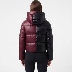 Veste matelassée pour femme, manteau d'hiver à capuche, manches longues, longueur courte, veste matelassée pour femme, fermeture éclair sur les manches longues - Product Image 5