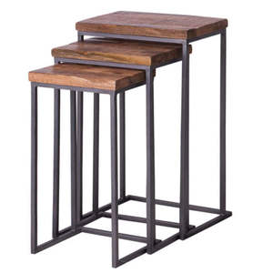 Mesa Auxiliar Cuadrada con Tapa de Madera y Patas de Metal, Mesa de Centro Redonda Moderna para Sala de Estar, Dormitorio, Hotel y Cafetería - Product Image 1