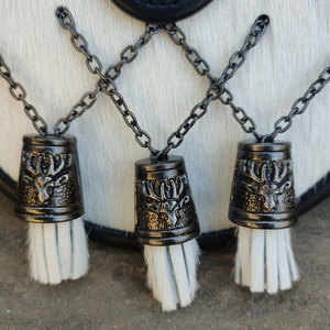<b>Stag</b> <b>Head</b> Kilt Sporran Highland White Fur and Leather Sporran with 3 Tassels Pouches and Bags - Product Image 3