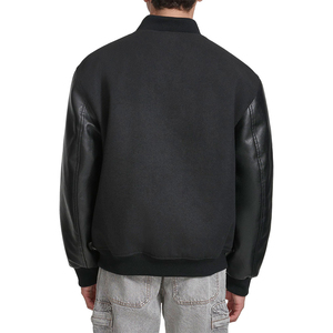 Best Supplier Casual High Quality Stretch Wool Varsity <b>Men's</b> Clothing Embroidery Letter Bomber <b>Jacket</b> Pu <b>Leather</b> Sleeve - Product Image 4