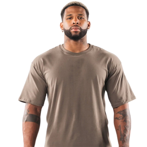 Custom Heavyweight Cotton <b>Men's</b> Loose Fit Oversized T-<b>Shirts</b> Short <b>Sleeves</b> O-Neck Breathable Anti-Pilling 3D Logo Crop <b>Long</b> - Product Image 5