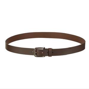 Brown Genuine Leather Pin <b>Buckle</b> <b>Belt</b> Solid Casual Men's Rectangular <b>Silver</b> <b>Buckle</b> Heavy Duty Fashion Style Jeans <b>Belt</b> - Product Image 3