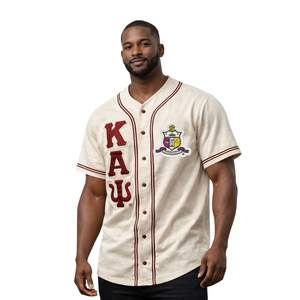 Maillot de baseball Kappa Alpha Psi Kream en mélange de coton premium, broderie de l'écusson grec, coupe athlétique, vêtements de fraternité - Product Image 1