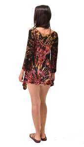 Vestido Túnica Tie Dye Pintado a Mano Estilo Boho, Rayón y Spandex, Ropa para Festivales - Product Image 5