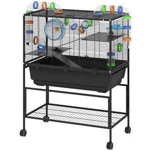 3-Tier Modern Hamster Cage <b>Deep</b> Tray Storage <b>Shelf</b> Big Exercise Wheel Hut Rolling Rat Cage System for Medium Breed Size for - Product Image 1
