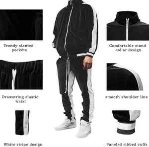 Ensemble jogging en velours de luxe pour homme, coupe slim, hiver, entraînement en salle de sport, streetwear, broderie personnalisée, ensemble sport deux pièces - Product Image 1