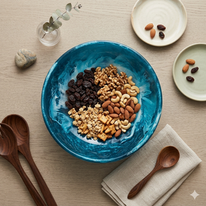 Tazón de Resina para Ensalada Hecho a Mano, Vajilla de Lujo con Acabado Brillante, Elegante Tazón para Servir en la Mesa, Decoración Moderna para la Cocina - Product Image 6