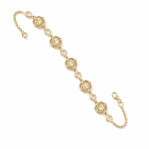 Pulsera de Plata de Ley 925 con Cinco Piedras de Aguamarina Amarilla en Forma de Octágono, Chapada en Oro y Rodio - Product Image 4