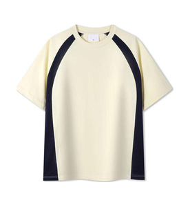 T-shirt Homme Oversize à Manches Raglan, Noir et Gris Contrastant, Tricoté, Décontracté, Col Rond, Couleur Unie, Design à Blocs de Couleurs - Product Image 3