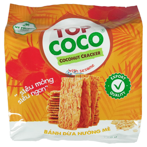 Meilleures ventes TOPCOCO Crackers de noix de coco au sésame 150g, Snack croustillant au sésame et à la noix de coco, Prix compétitif, Vente en gros, Exportation - Product Image 1