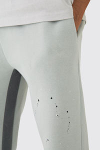 Pantalon de survêtement vintage en laine gris clair pour homme avec bande latérale droite et logo imprimé, taille mi-haute élastique, idéal pour l'automne - Product Image 5