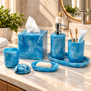 Juego de Accesorios de Baño de Madera Hechos a Mano con Patrón Floral Impreso, Venta al Por Mayor, OEM, ODM - Product Image 4
