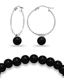 Bracciale in argento placcato Multi pietra genuina e orecchino, Set di 2 pezzi | Macacy's - Product Image 2