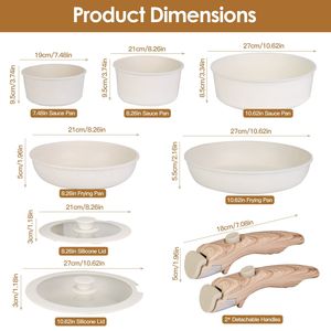 Set di Pentole in Alluminio Antiaderente da 9 Pezzi con Manici Staccabili, Lavabili in Lavastoviglie e Adatti al Forno, con Coperchi in Vetro Temperato per Uso in Cucina - Product Image 2