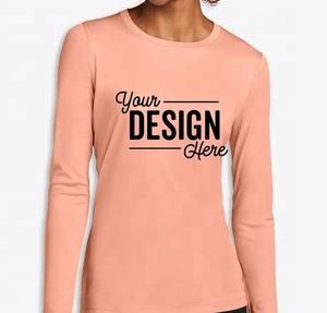 T-shirt décontracté à manches longues et col rond pour femme, imprimé lettres corail - Product Image 3