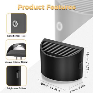 Lot de 2 veilleuses LED avec capteur crépusculaire, à brancher sur prise murale, 3 niveaux de luminosité réglables - Product Image 3