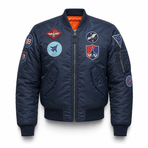 Chaqueta Bomber de Cuero Genuino Vintage para Hombre con Diseños de Parches Bordados, Forro de Sherpa, Cierre de Cremallera, Ropa de Invierno - Product Image 4