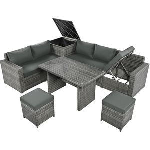 Ensemble de canapé modulable 6 pièces en rotin PE résistant aux intempéries avec boîte de rangement pour jardins et patios - Product Image 5