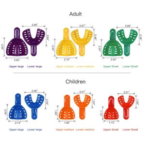Juego Profesional de 12 Bandejas de Impresión Dental de Plástico Autoclavables |   Kit de Porta Dientes Reutilizable Perforado Multicolor - Product Image 2