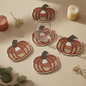 Round Eco-Friendly Fabric <b>Coasters</b> Handmade Modern Table Mats Teal Color with Gold Trim Diameter <300mm - Product Image 6