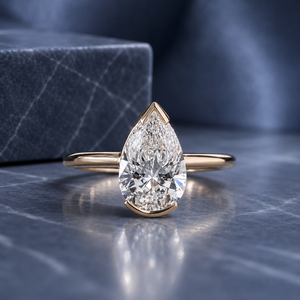 Anillo Solitario de Moissanita con Corte Pera en Oro Rosa de 14K para Mujer, Joyería Fina al por Mayor, Fabricante OEM ODM, Regalo de Lujo Personalizado - Product Image 1