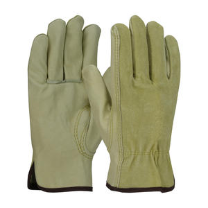 Custom Logo Cowhide Goat Skin Leather Driver Gloves Impact Labour Anti-Vibrate Safety Protective - Product Image 4