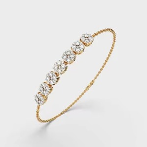 Customized Round Shape Moissanite Diamond <b>Bracelet</b> Bezel Setting 18K Yellow Gold Diamond <b>Bracelet</b> for Both Women - Product Image 3