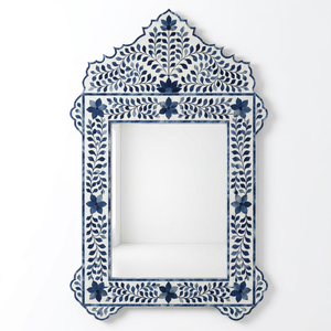 Miroir mural artisanal en gros, personnalisé OEM ODM, incrustation de résine MOP, miroir suspendu en forme d'arche florale DECORYUG - Product Image 1