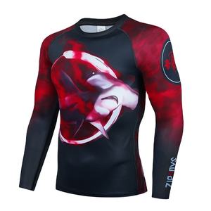 เสื้อรัดกล้ามเนื้อแขนยาวสำหรับผู้ชาย MMA แห้งเร็ว สวมใส่สบาย ป้องกันได้ดี พิมพ์ลายได้ตามต้องการ คุณภาพสูง - Product Image 2