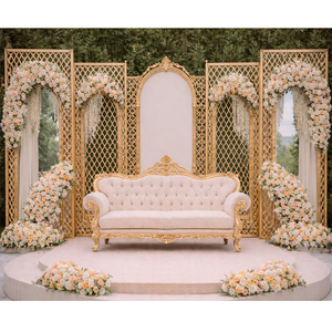 ฉากหลังงานแต่งงานแบบตัดเลเซอร์สีทองหรูหรา แผงฉากเวทีสไตล์เมห์รับสั่งทำพิเศษ กรอบโลหะเคลือบทองดีไซน์เนอร์ ออสเตรเลีย - Product Image 1