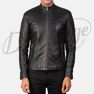 เสื้อแจ็คเก็ตหนังสีดำสำหรับผู้ชาย สไตล์ไบค์เกอร์ คลาสสิก ทรงดับเบิ้ลไรเดอร์ หนังแกะแท้ ทรงเข้ารูป สำหรับฤดูใบไม้ร่วงและฤดูหนาว พร้อมเข็มขัด - Product Image 6