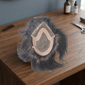 Mono Front Lace Human Hair <b>Wig</b> Chinese Hair Virgin Remy Hair Patches Kinky Straight Deep Wave 1b+gray - Product Image 3