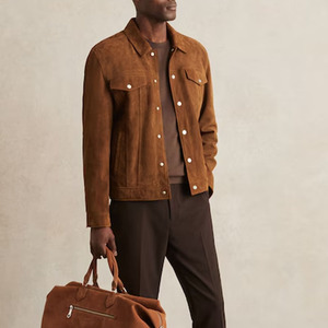 Hot Selling Winter <b>Suede</b> <b>Leather</b> <b>Jacket</b> Stand Front Breathable Windproof Refined Texture Comfortable Wear Designed - Product Image 2