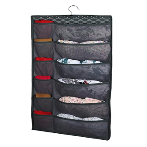 Portable Closet Organizer Bag Special Purpose <b>Wardrobe</b> <b>Hanging</b> Storage with 20 Mesh Pockets and Metal Hook - Product Image 4