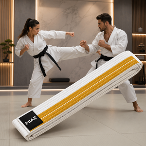 MIAZ Taekwondo Gi Uniform <b>White</b> with Black Belt Adults Unisex Durable Cotton Lightweight Breathable Quick Dry Martial Arts Wear - Product Image 1