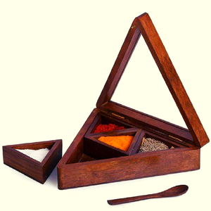 Boîte à épices en bois avec couvercle en acrylique, outils et gadgets de cuisine, contenants avec cuillère, ensemble de boîtes à épices en bois - Product Image 6