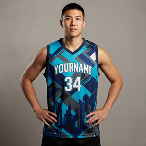 Maillot de basketball unisexe personnalisé par sublimation, col en V, respirant, anti-humidité, grandes tailles, vente en gros - Product Image 1