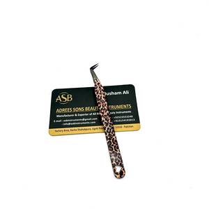 <b>Leopard</b> Print 65 Degree Slim <b>Boot</b> and 90 Degree Skinny Lash Tweezers Stainless Steel Custom Logo Printing - Product Image 3