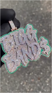 Colgante Personalizado de Hip Hop para Hombre con Diamantes de Laboratorio y Moissanita, Plata de Ley 925, Letra Inicial o Nombre - Product Image 2