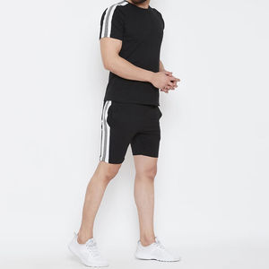 Ensemble deux pièces décontracté d'été pour homme : T-shirt et short unis, respirant, 100 % coton, vêtements de sport, entraînement, fitness, service OEM - Product Image 4