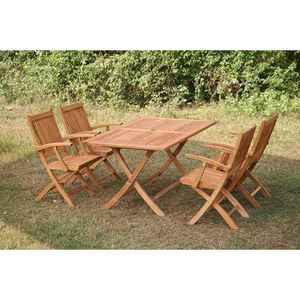 Table de jardin en teck recyclé massif de haute qualité Anada Limited, durable, design moderne, ensemble de 4 chaises, pour l'extérieur - Product Image 2