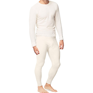 RABUSH SPORTS Ropa Interior Térmica de Invierno para Hombre, Absorbente de Humedad, Gruesa, 100% Lana Teñida, Manga Larga, 2 Piezas, Estándar - Product Image 2