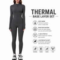 Ensemble de sous-vêtements thermiques personnalisés pour femmes - Respirant, grande taille, en Spandex/Nylon, motif uni, manches courtes, col ras du cou