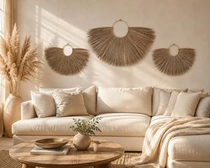 Décoration murale en jonc de mer la plus vendue, style ferme moderne, faite à la main, écologique, multifonctionnelle, pour anniversaire, décoration intérieure rétro - Product Image 5