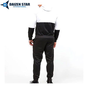 Windproof Breathable Eco-Friendly 100% Polyester Hooded Drawstring Streetwear Solid Spring Tracksuit Front Logo Midweight - Product Image 3