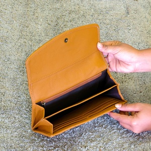 2026 Hot Sale Hand Tooled Carving Genuine Leather Clutch <b>Wallets</b> Western Stylish Multi Uses Snap Button Handheld Hair Fur <b>Wallet</b> - Product Image 3