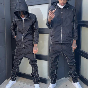 OEM Hooded Tracksuit Windbreaker <b>Jacket</b> Zipper <b>Track</b> Sweatpants 2 Pieces Set Waterproof Nylon Polyester Sweatsuit Unisex - Product Image 1