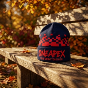ONEAPEX SPORTS WEAR Custom <b>Navy</b> Red Knit Beanie <b>Hat</b> Embroidered Logo Waterproof 100% Acrylic Warm Winter Cuffed Streetwear - Product Image 2