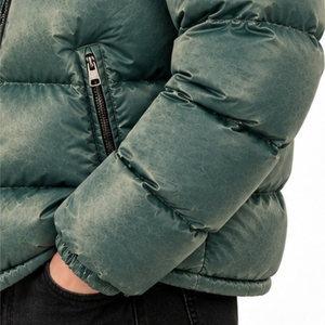 Chaqueta Acolchada con Capucha para Hombre, Diseño Casual con Cierre Frontal, Bordado con Letras, Acolchado para Invierno, Manga Larga - Product Image 6