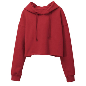Women Cropped Hoodie Soft Cotton Fleece Pullover <b>Long</b> <b>Sleeve</b> Casual Gym Streetwear <b>Top</b> OEM ODM Private Label Wholesale Supplier - Product Image 1